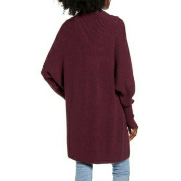 Leith Dolman Sleeve Long Maroon Cardigan - Picture 2 of 7